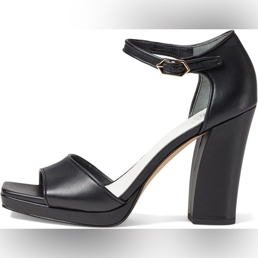 Franco Sarto Dima Black Block Heel Sandals, black genuine leather, SIZE 8